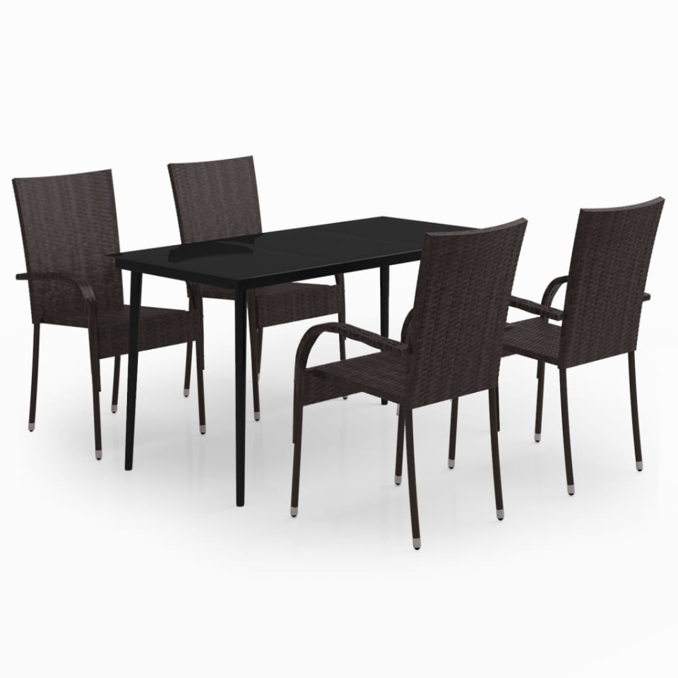 Set de servit masa pentru grădină, 5 piese, maro și negru - 1 | YEO