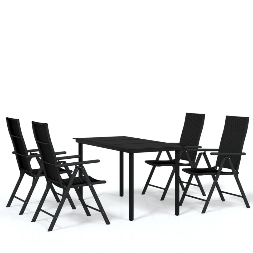 Set de servit masa pentru grădină, 5 piese, negru - 1 | YEO