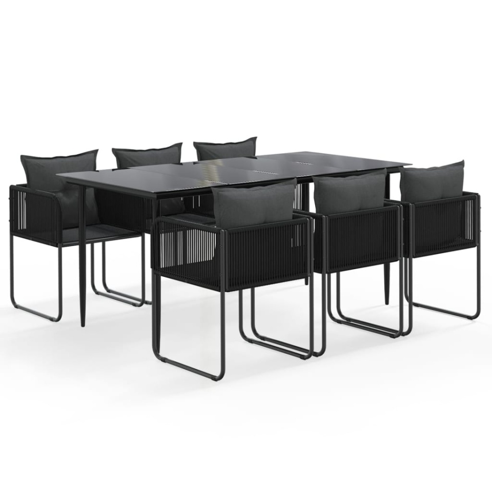 Set de servit masa pentru grădină, 7 piese, negru - 1 | YEO
