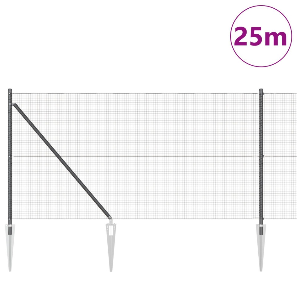 Set de stâlpi pentru împrejmuire Set de 2 Gri Metal și plastic - 2 | YEO