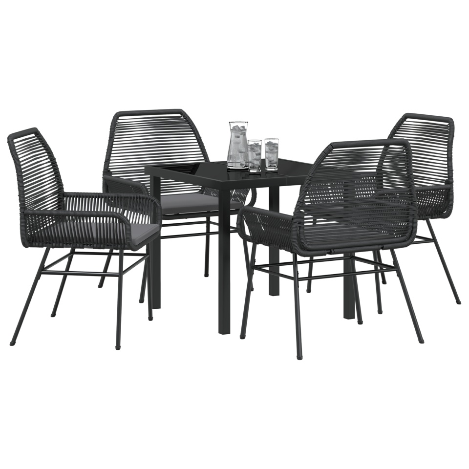 Set Dinning Grădină 5 piese cu Perne Negru Ratan Polimer - 2 | YEO