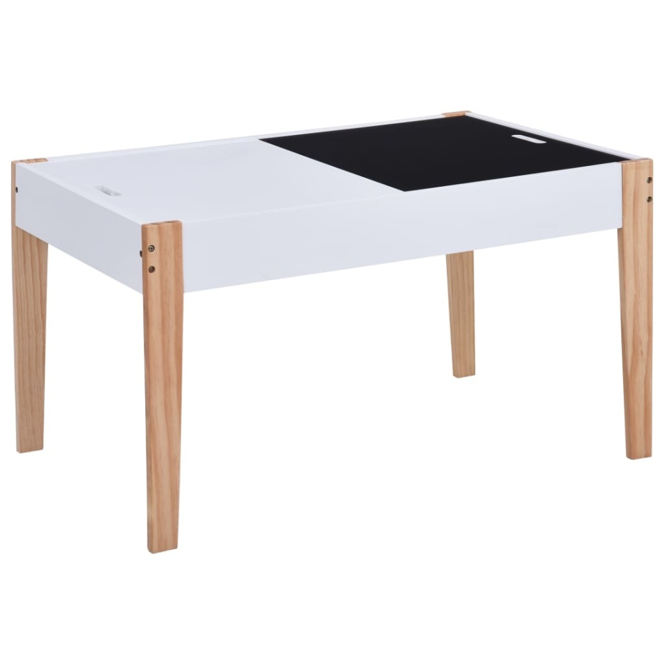 Set masă cu scaune pentru copii cu tablă, 3 piese, negru și alb - 3 | YEO