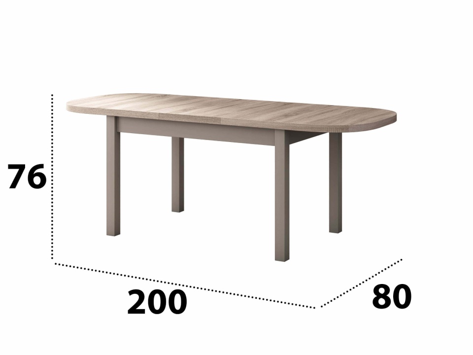 Set masa extensibila 160x200cm cu 4 scaune tapitate, mb-12 venus1 si s-37 boss7 s6, sonoma, lemn masiv de fag, stofa - 2 | YEO