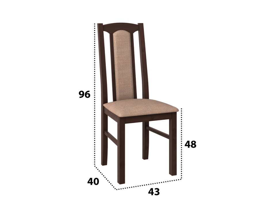 Set masa extensibila Kan 100x135 cm, lemn masiv, culoare nuc, blat din mdf cu 4 scaune tapitate S-37 Boss7 o15, stofa - 3 | YEO