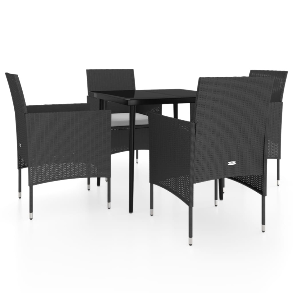 Set masă pentru grădină, 5 piese, cu perne, negru - 1 | YEO