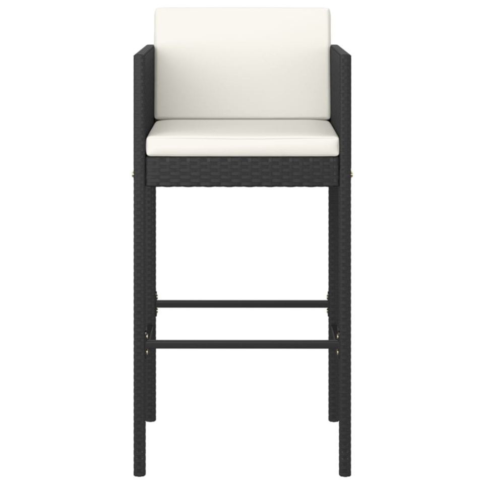Set mobilier bar de grădină cu perne, 3 piese, negru, poliratan - 3 | YEO