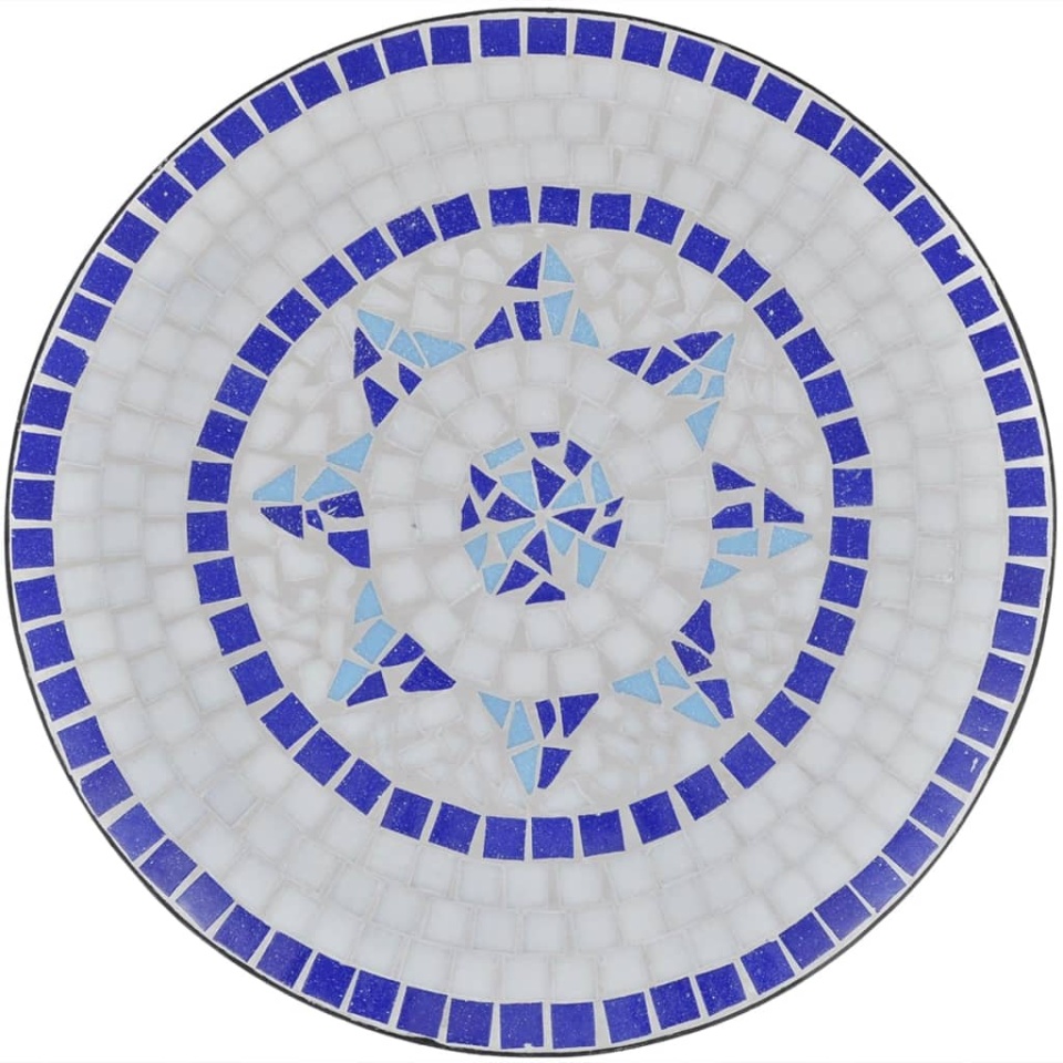 Set mobilier bistro, 3 piese, albastru/alb, plăci ceramice - 3 | YEO