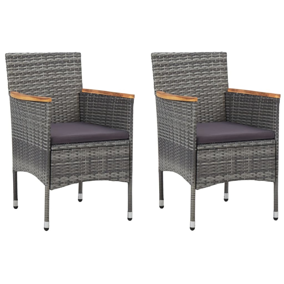Set mobilier bistro, 3 piese, gri, poliratan/sticlă securizată - 2 | YEO