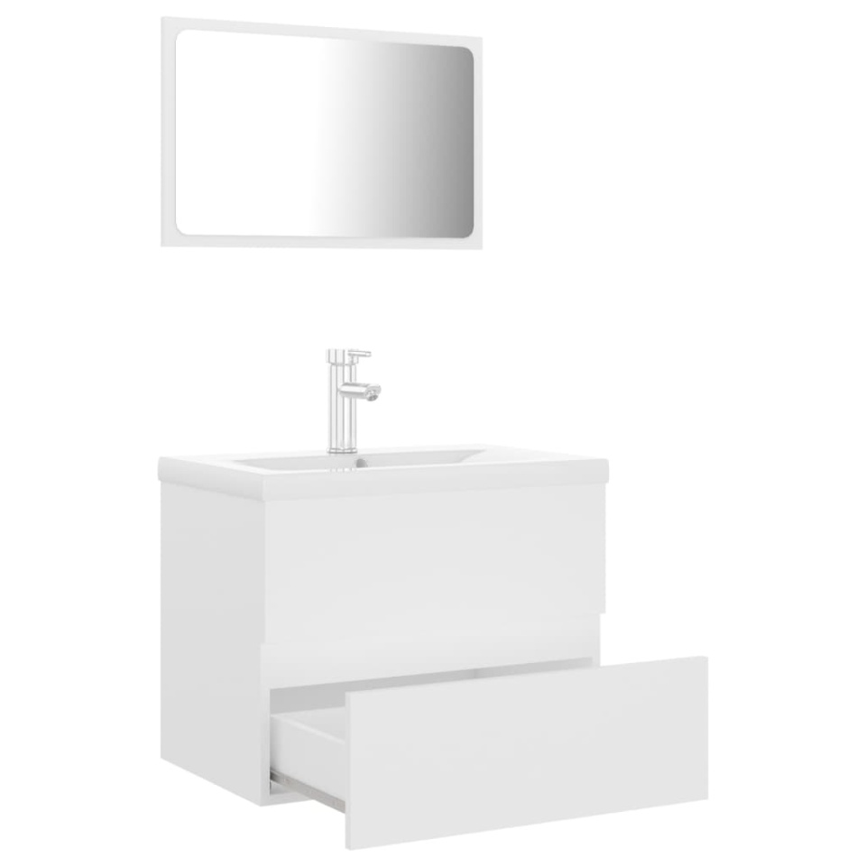 Set mobilier de baie, alb, lemn prelucrat - 2 | YEO
