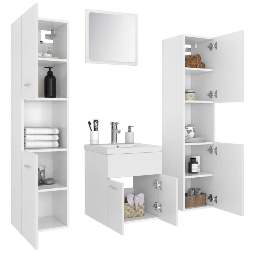 Set mobilier de baie, alb, lemn prelucrat - 2 | YEO