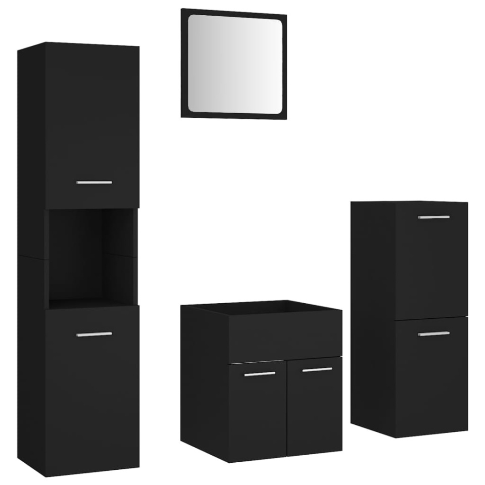 Set mobilier de baie, negru, lemn prelucrat - 1 | YEO
