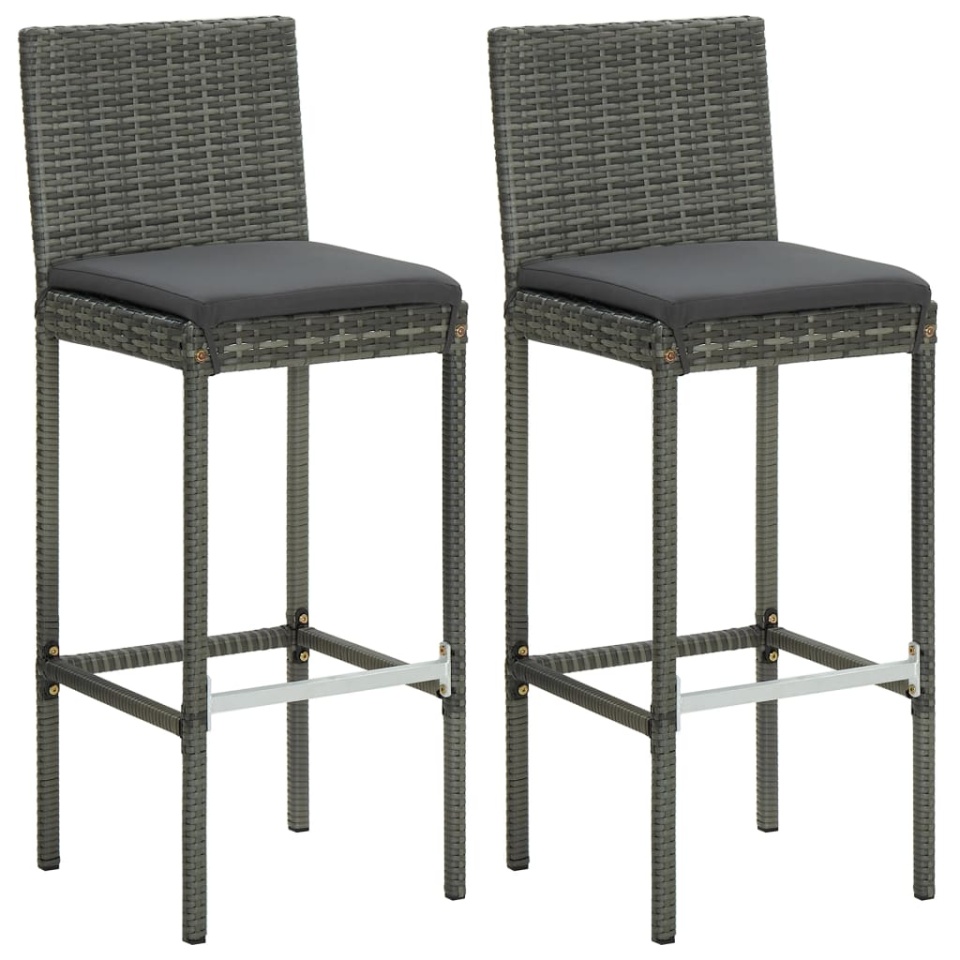Set mobilier de bar de grădină cu perne, 3 piese, gri - 2 | YEO