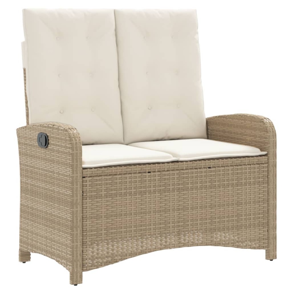Set mobilier de grădină, 2 piese, cu perne, bej, poliratan - 3 | YEO