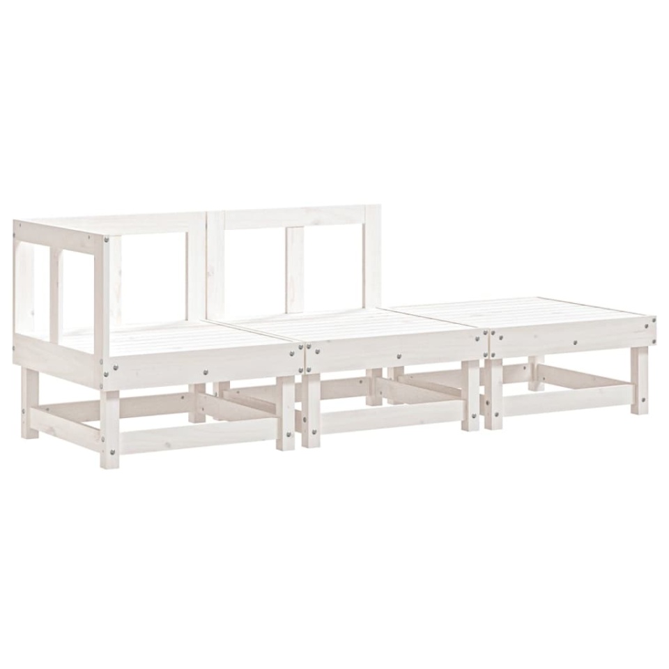 Set mobilier de grădină, 3 piese, alb, lemn masiv de pin - 1 | YEO