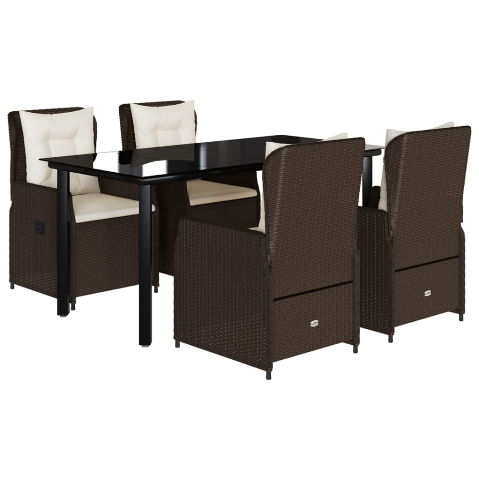 Set mobilier de grădină, 5 piese, cu perne, maro, poliratan - 1 | YEO