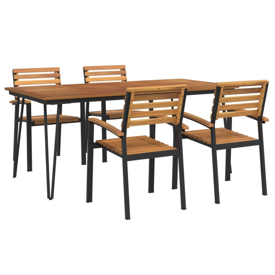 Set mobilier de grădină, 5 piese, lemn masiv de acacia și metal - 1 | YEO