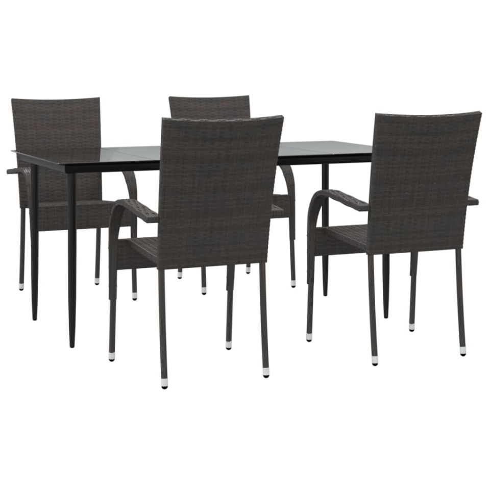 Set mobilier de grădină, 5 piese, maro, poliratan - 2 | YEO