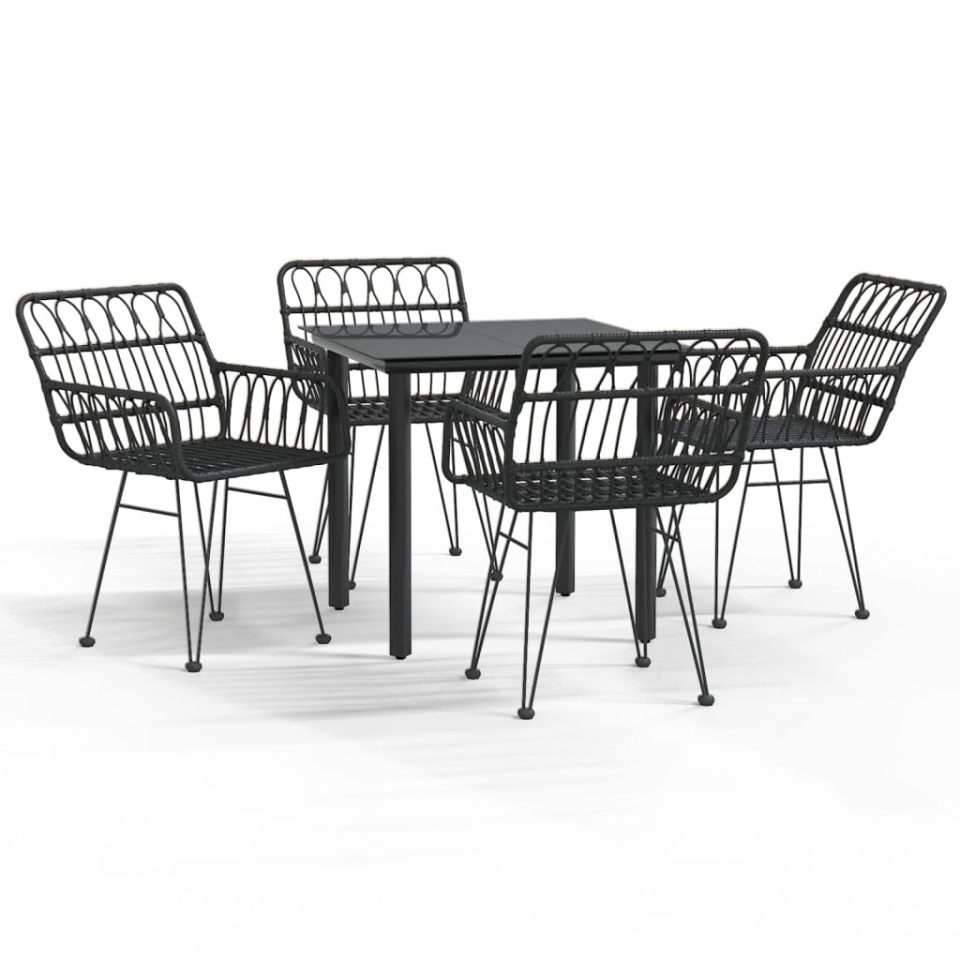 Set mobilier de grădină, 5 piese, negru, poliratan - 1 | YEO
