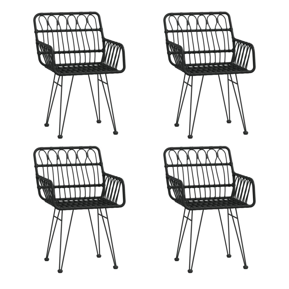 Set mobilier de grădină, 5 piese, negru, poliratan - 3 | YEO