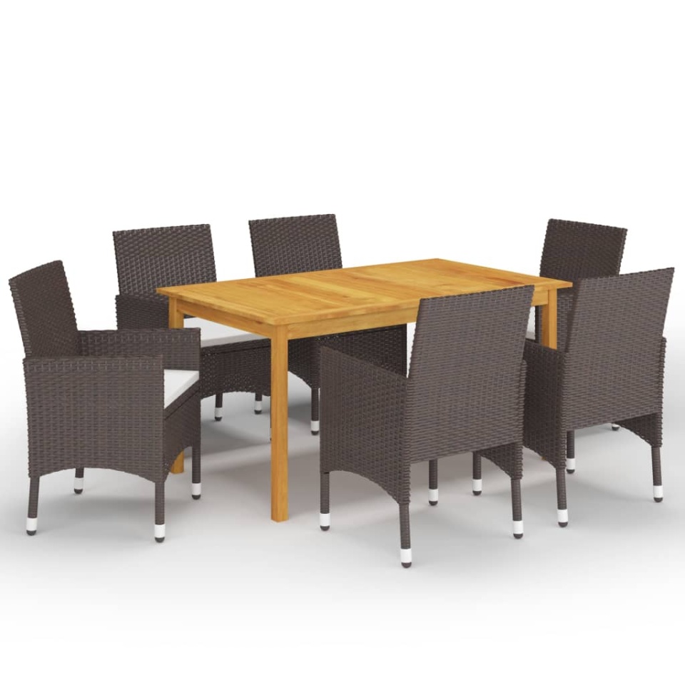 Set mobilier de grădină, 7 piese, maro
