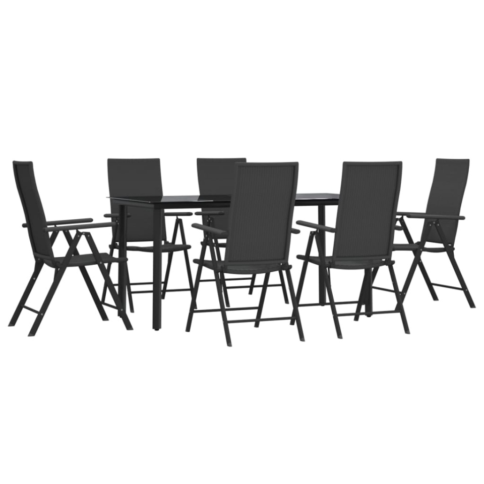 Set mobilier de grădină, 7 piese, negru, poliratan - 2 | YEO