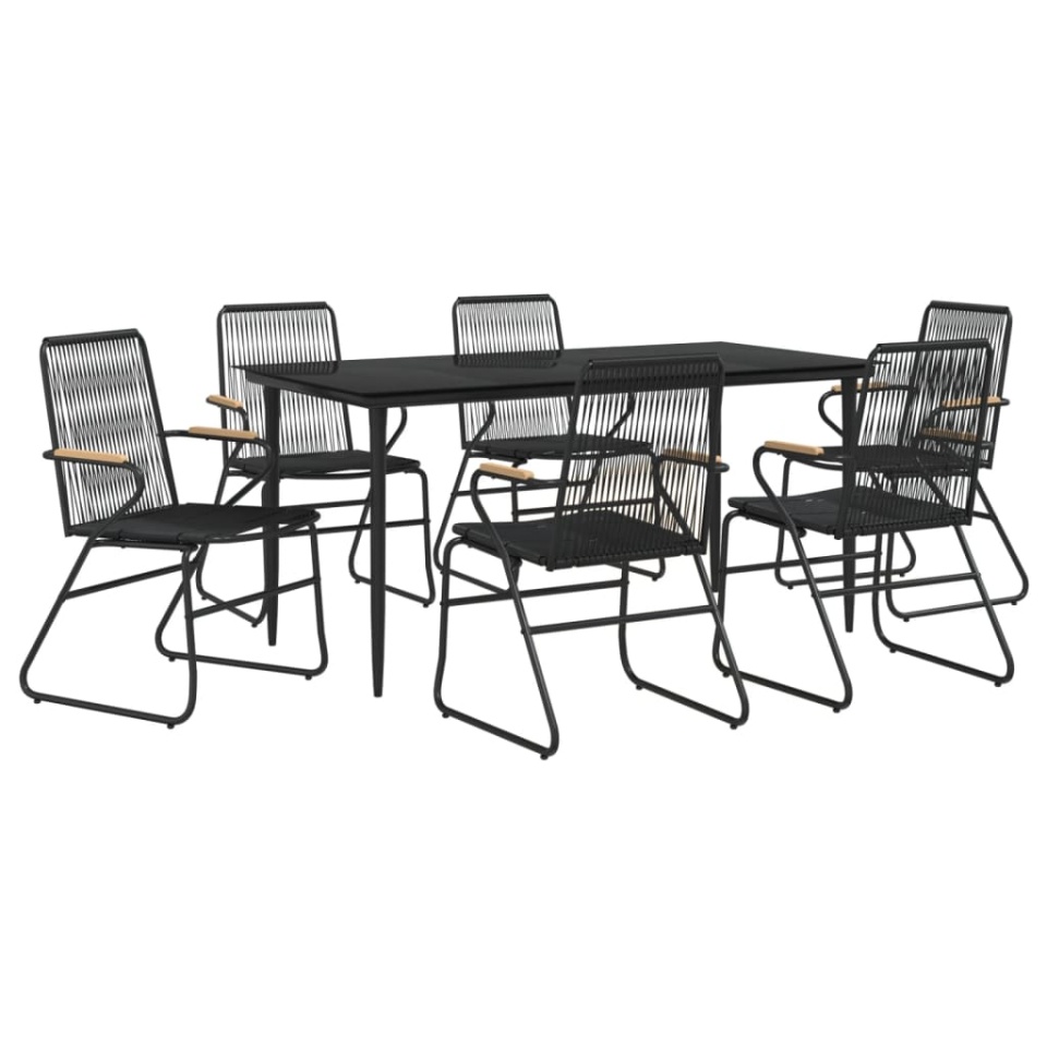 Set mobilier de grădină, 7 piese, negru, ratan PVC - 2 | YEO