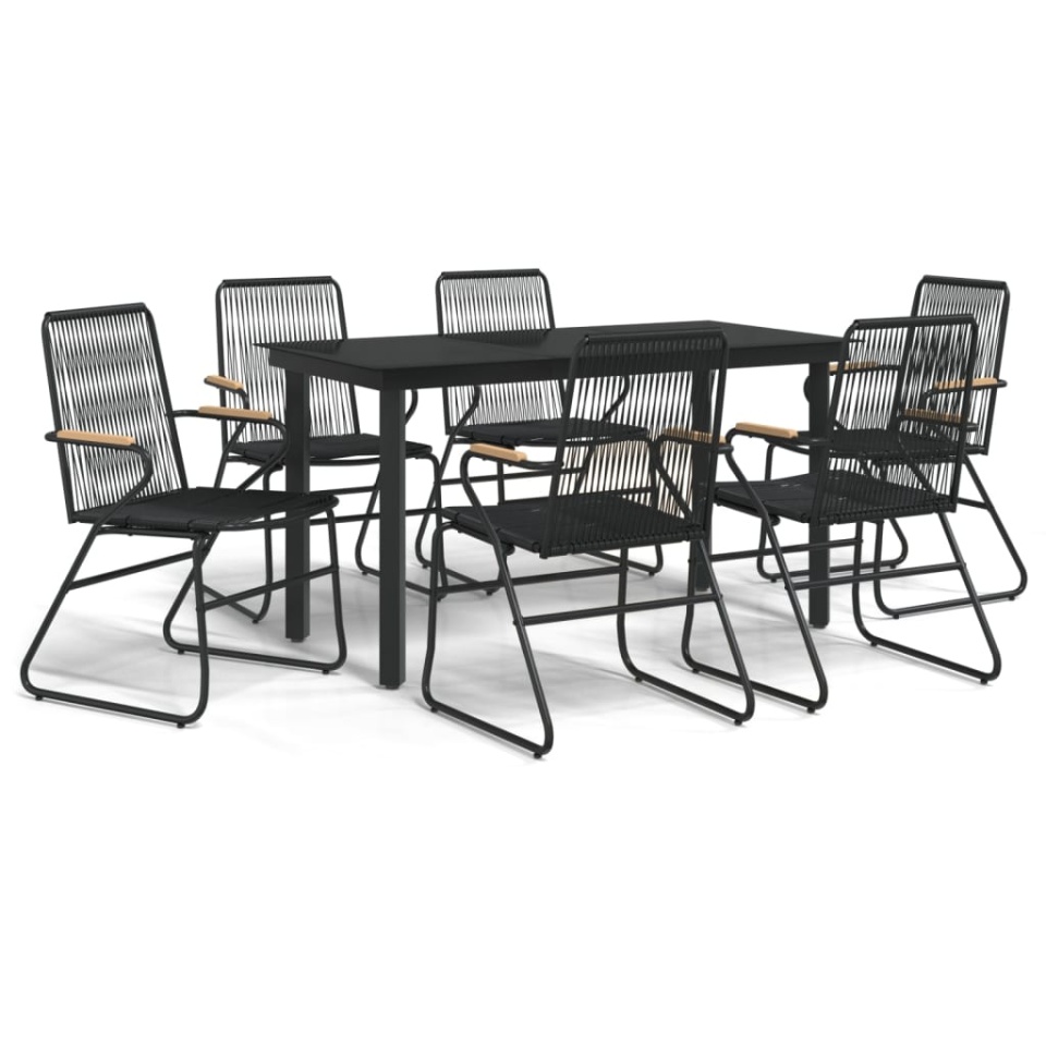 Set mobilier de grădină, 7 piese, negru, ratan PVC - 1 | YEO