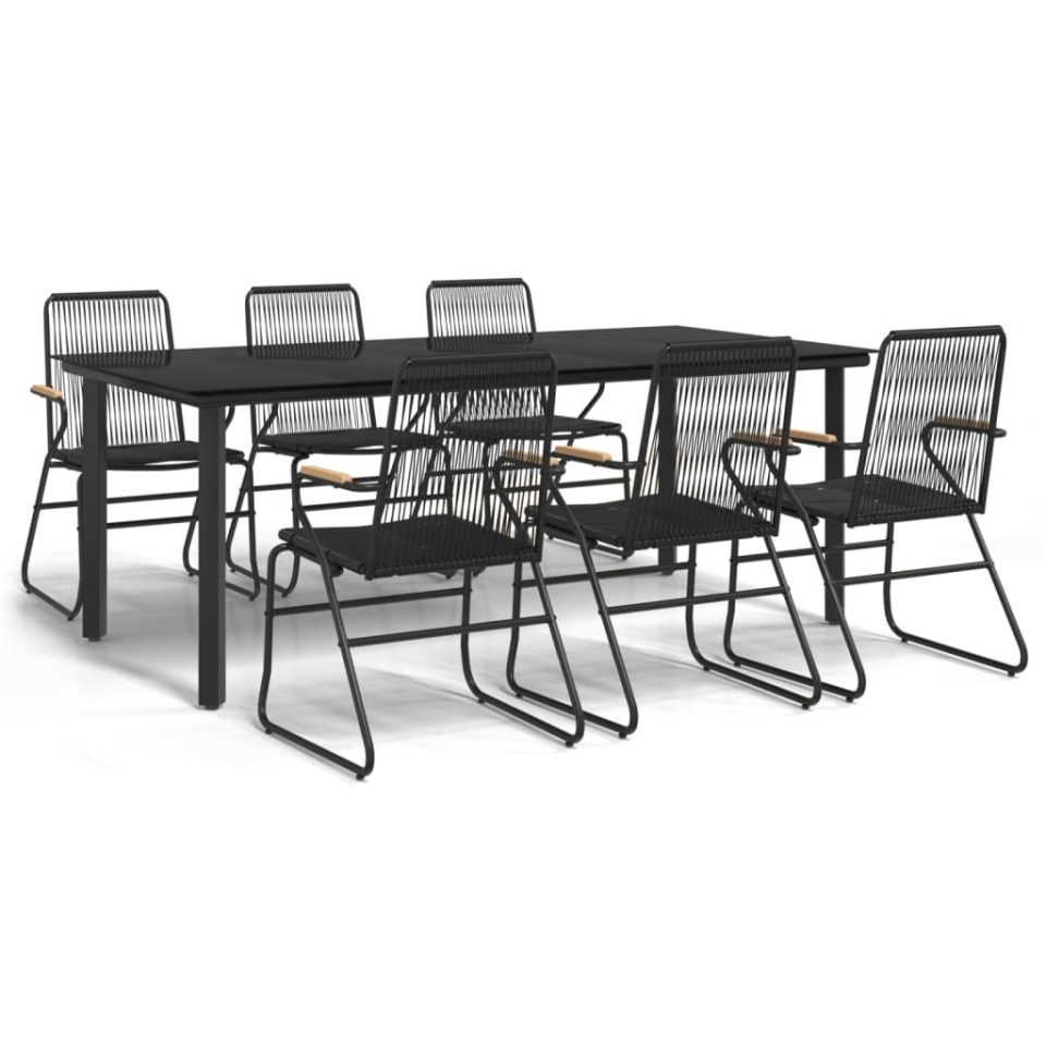 Set mobilier de grădină, 7 piese, negru, ratan PVC - 1 | YEO