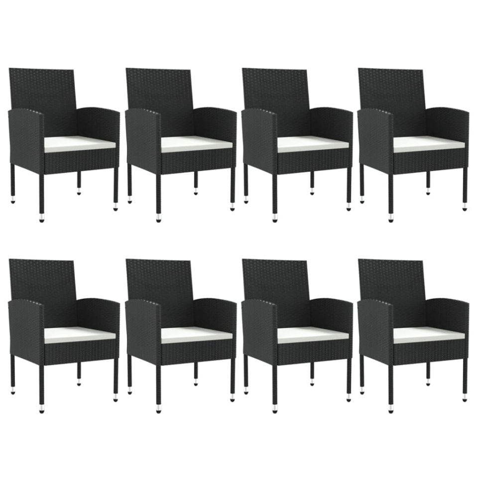 Set mobilier de grădină, 9 piese, negru, poliratan și oțel - 2 | YEO