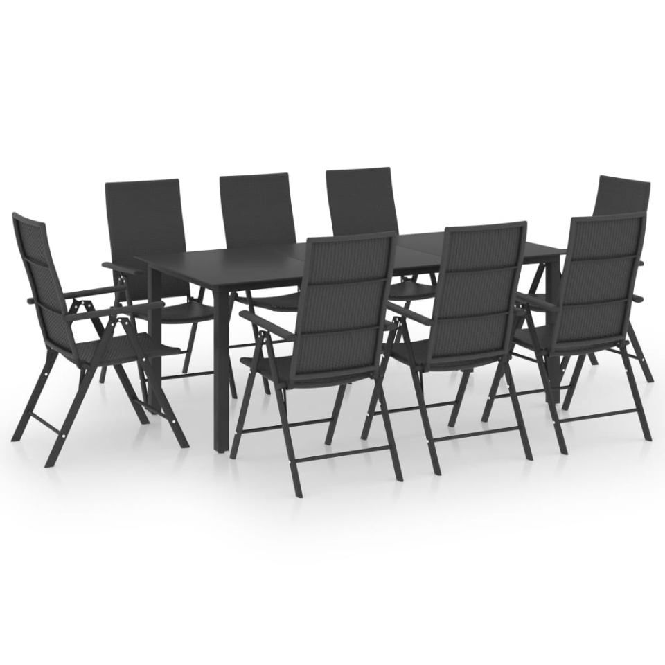 Set mobilier de grădină, 9 piese, negru - 1 | YEO
