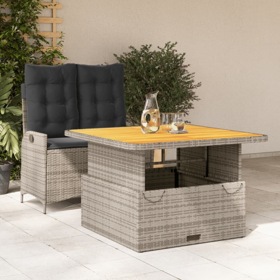 Set mobilier de grădină cu perne, 2 piese, gri, poliratan