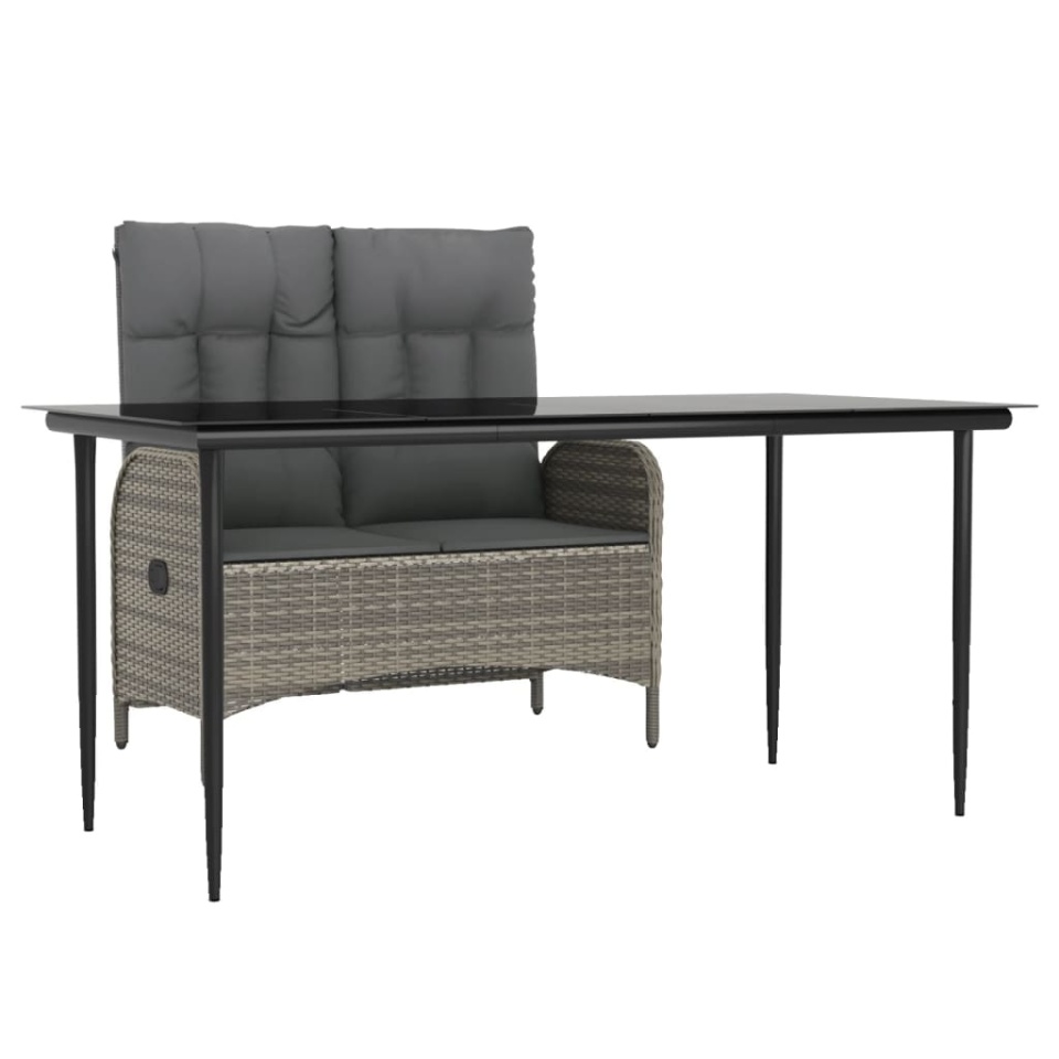 Set mobilier de grădină cu perne, 2 piese, gri, poliratan - 1 | YEO