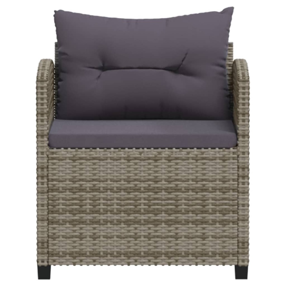 Set mobilier de grădină cu perne, 3 piese, gri, poliratan - 3 | YEO