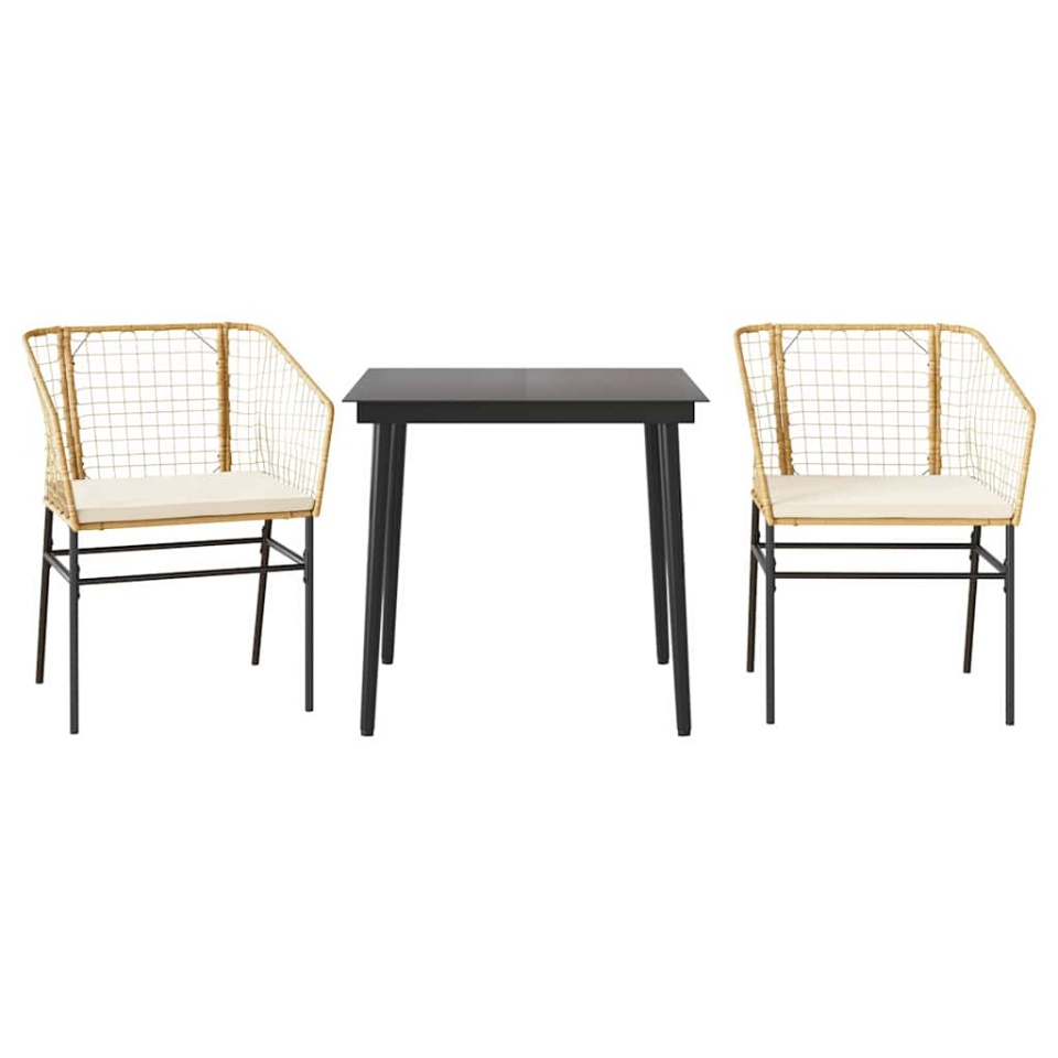 Set mobilier de grădină cu perne 3 piese maro sticlă polirattan - 1 | YEO