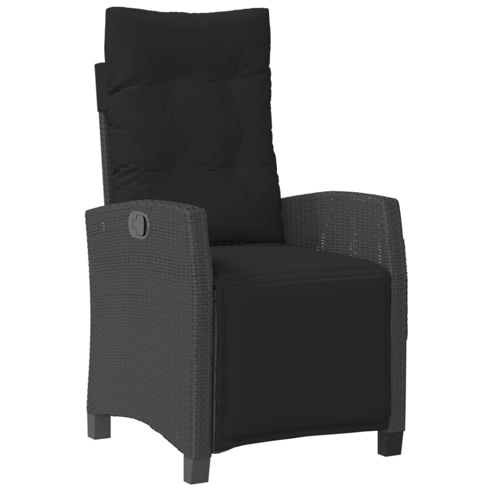 Set mobilier de grădină cu perne, 3 piese, negru, poliratan - 2 | YEO