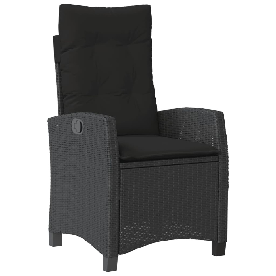 Set mobilier de grădină cu perne, 3 piese, negru, poliratan - 3 | YEO
