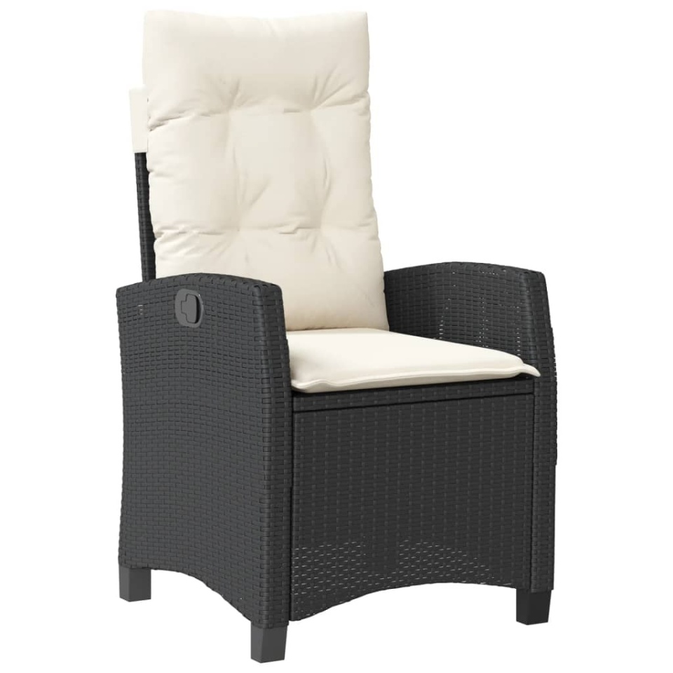 Set mobilier de grădină cu perne, 3 piese, negru, poliratan - 2 | YEO