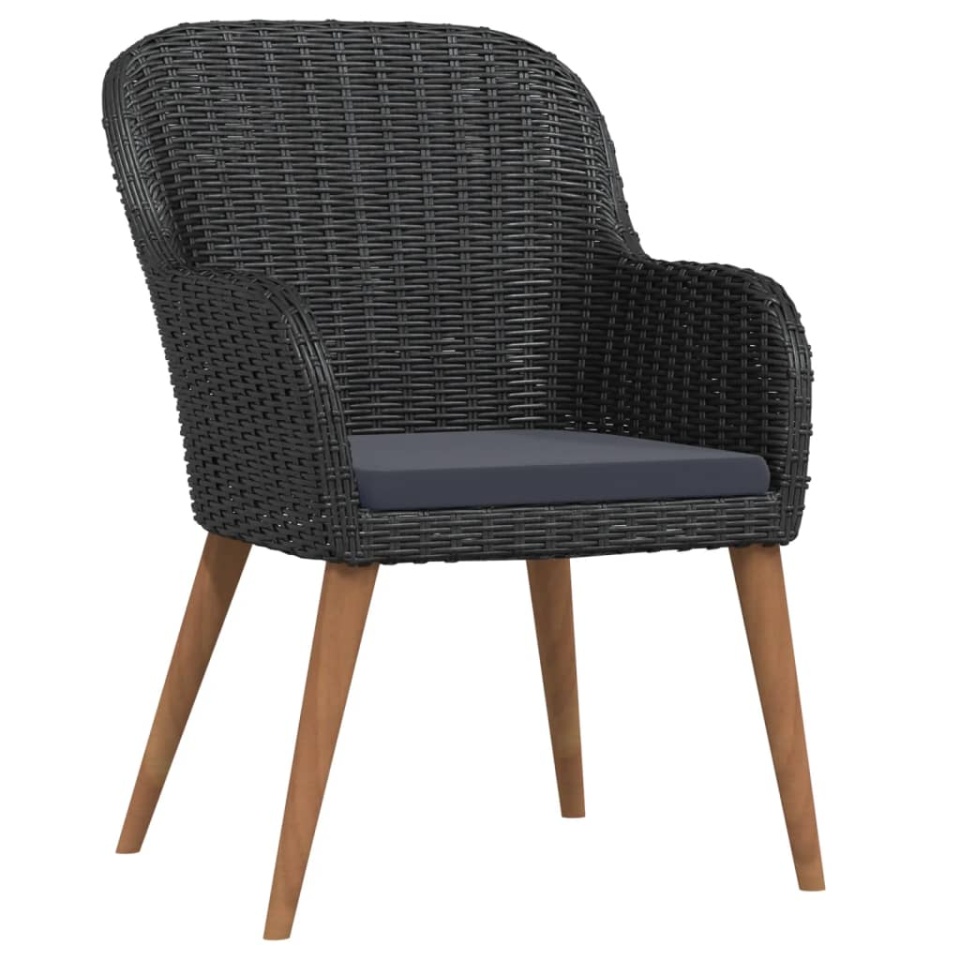 Set mobilier de grădină cu perne, 3 piese, negru - 2 | YEO