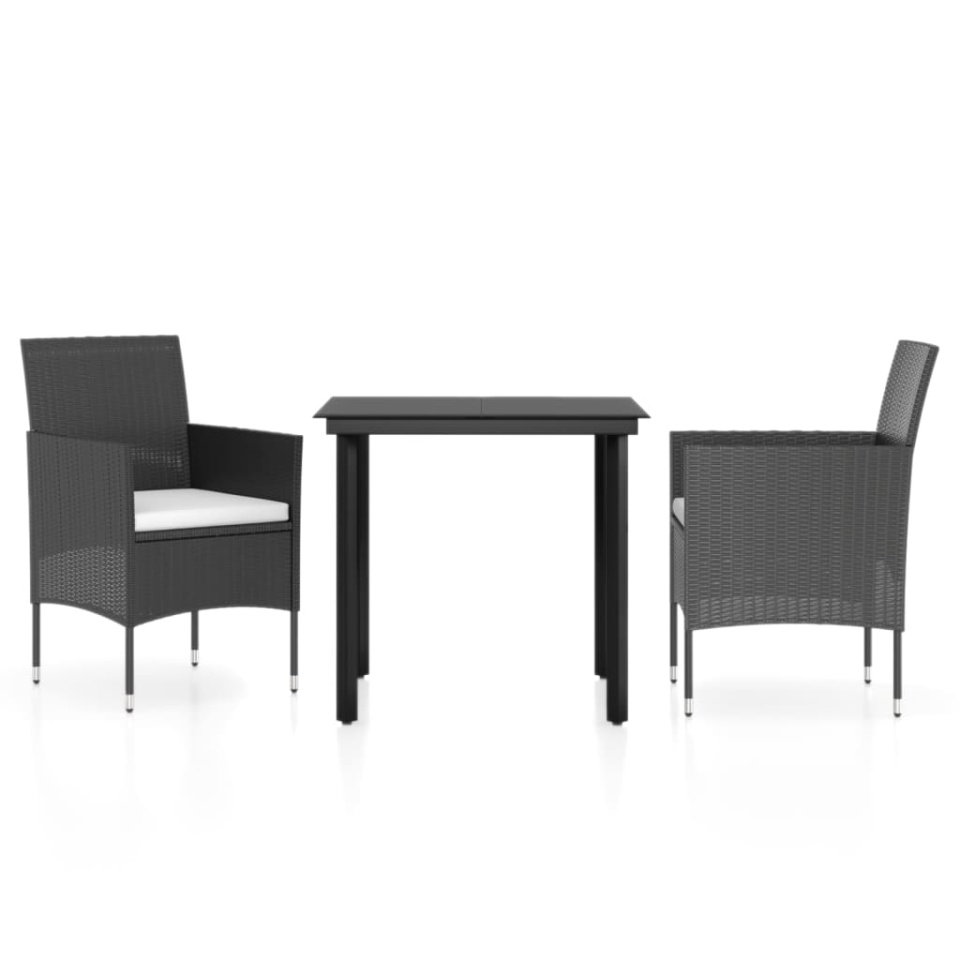 Set mobilier de grădină cu perne, 3 piese, negru - 1 | YEO
