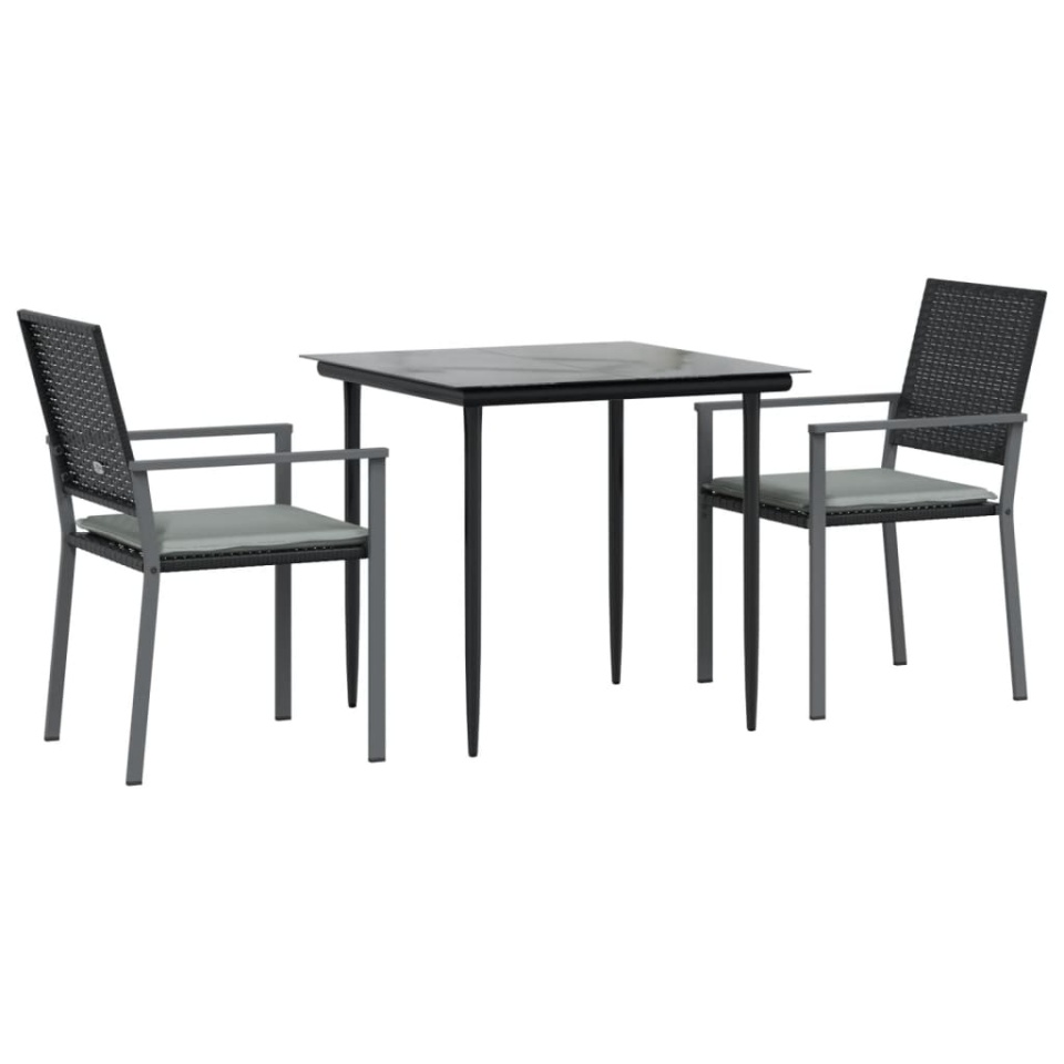 Set mobilier de grădină cu perne, 3 piese, poliratan și oțel - 2 | YEO