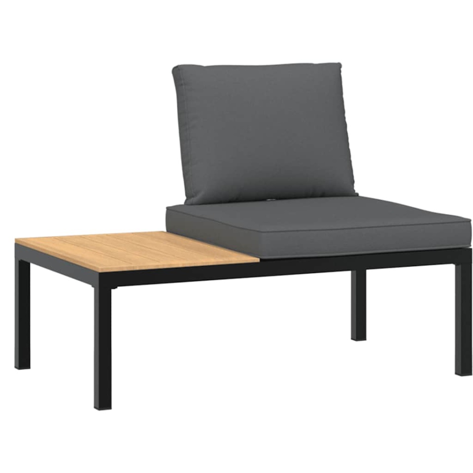 Set mobilier de grădină cu perne, 4 piese, negru, aluminiu - 3 | YEO