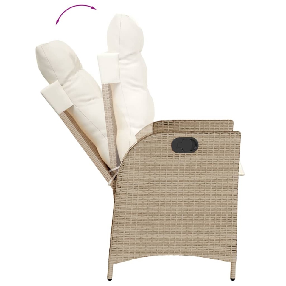 Set mobilier de grădină cu perne, 5 piese, bej, poliratan - 3 | YEO