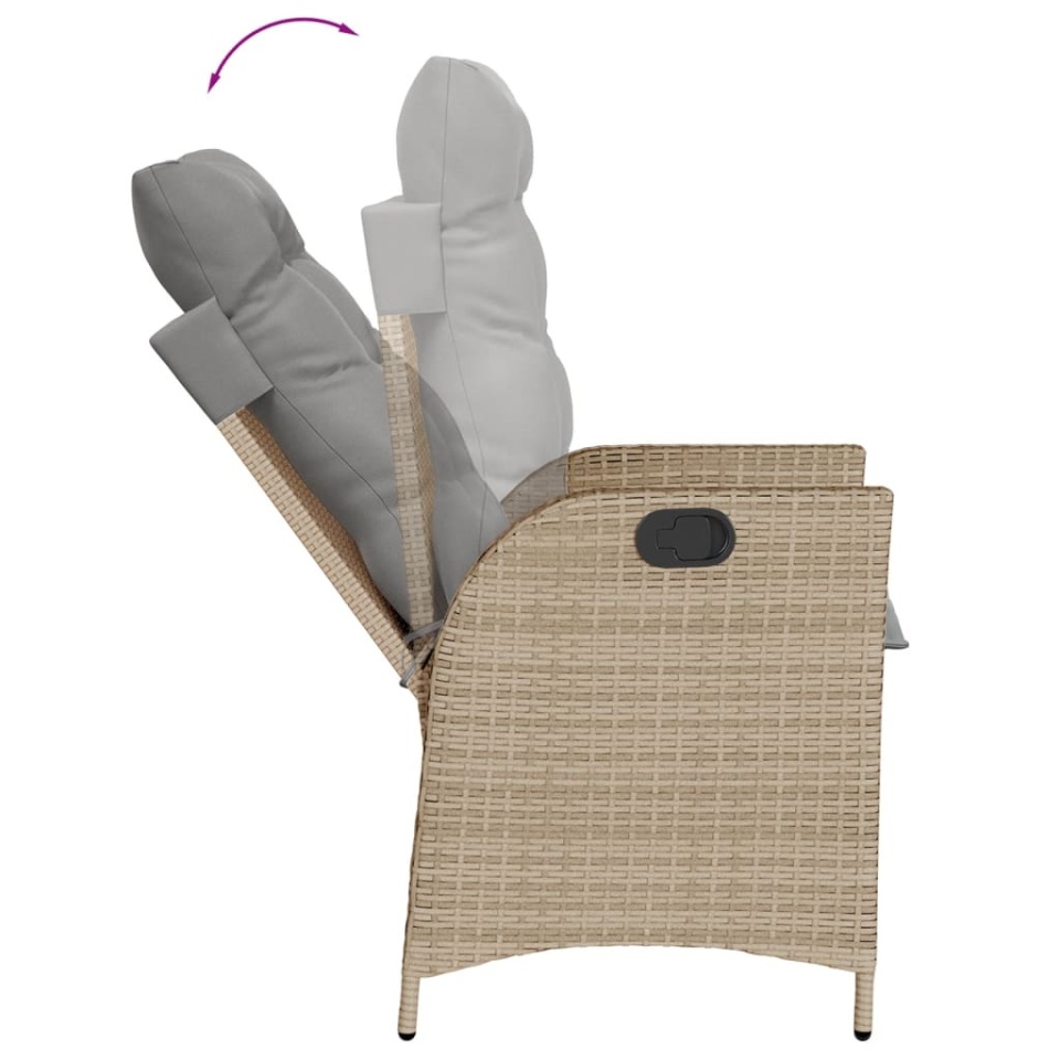 Set mobilier de grădină cu perne, 5 piese, bej, poliratan - 3 | YEO