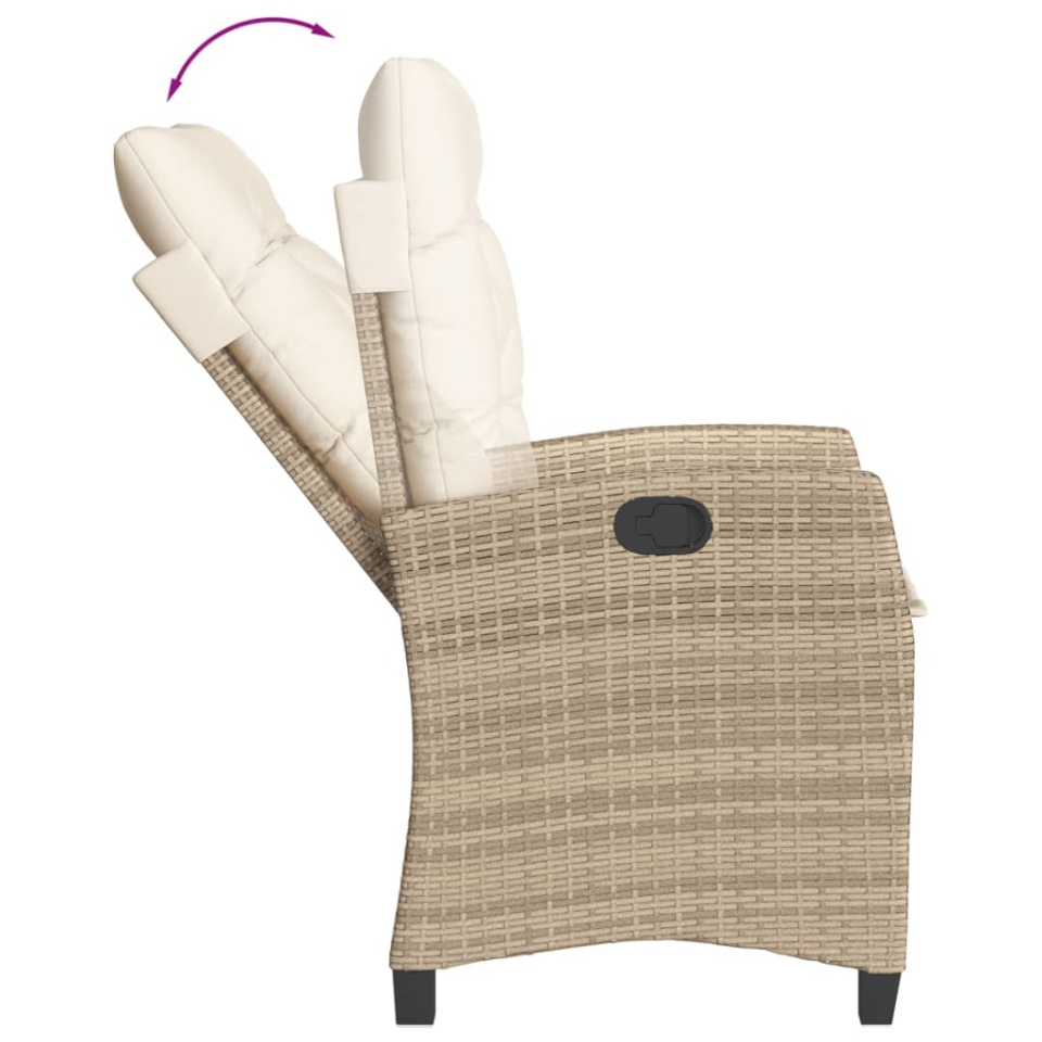 Set mobilier de grădină cu perne, 5 piese, bej, poliratan - 3 | YEO