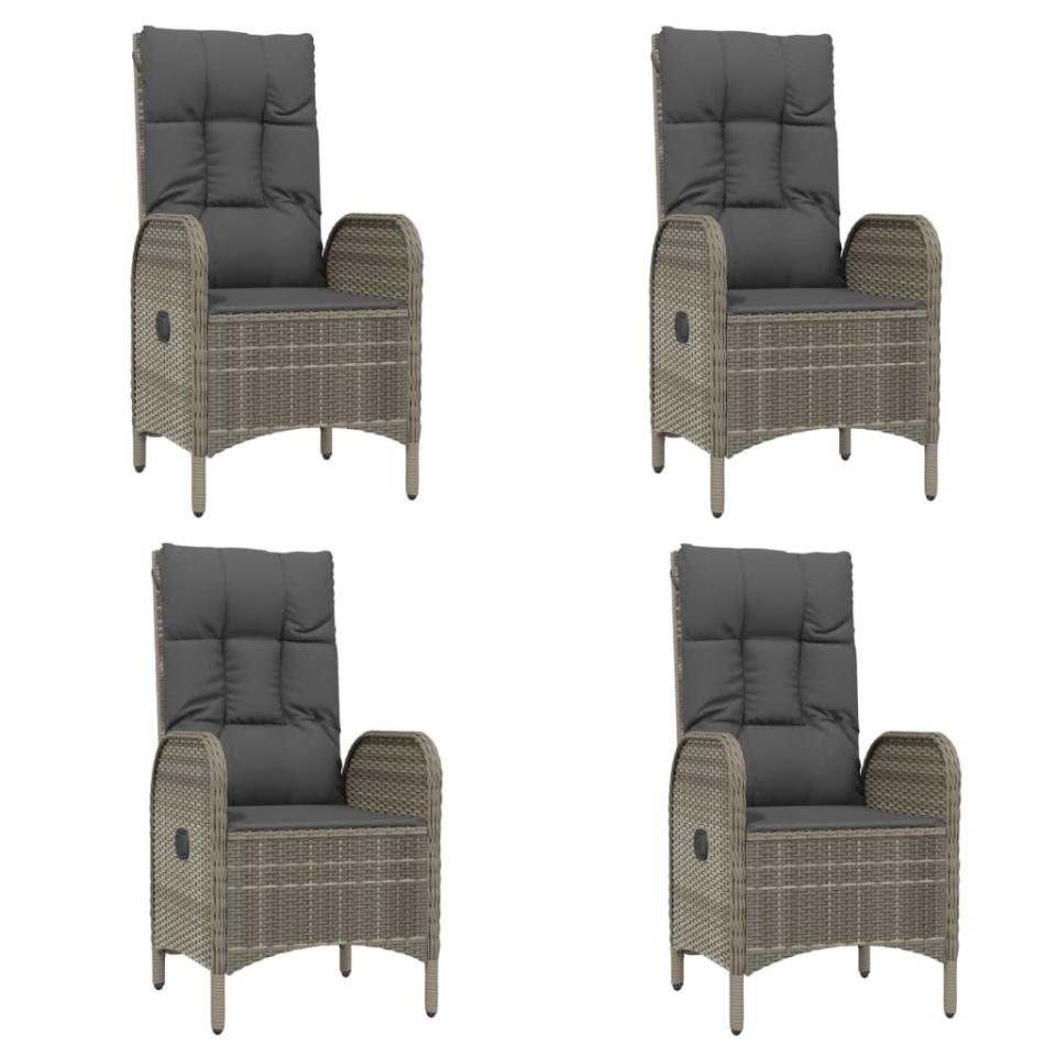 Set mobilier de grădină cu perne, 5 piese, gri, poliratan - 3 | YEO