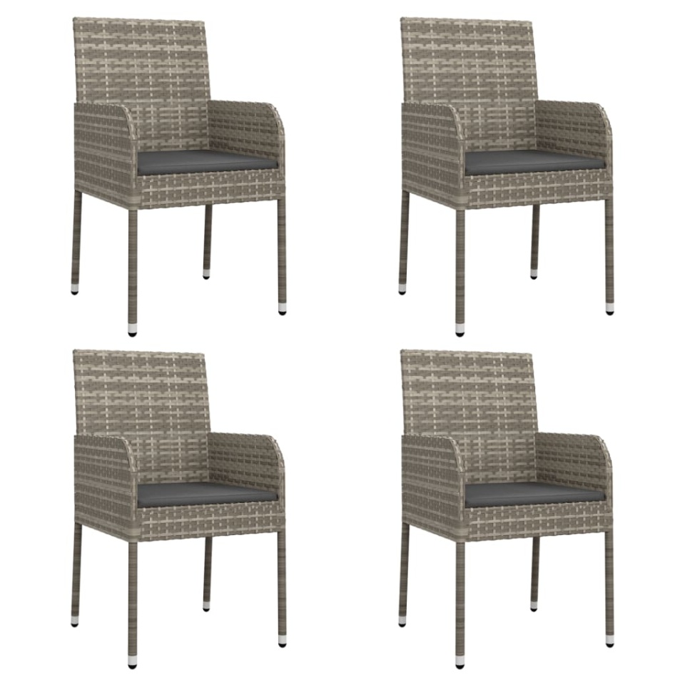 Set mobilier de grădină cu perne, 5 piese, gri, poliratan - 3 | YEO