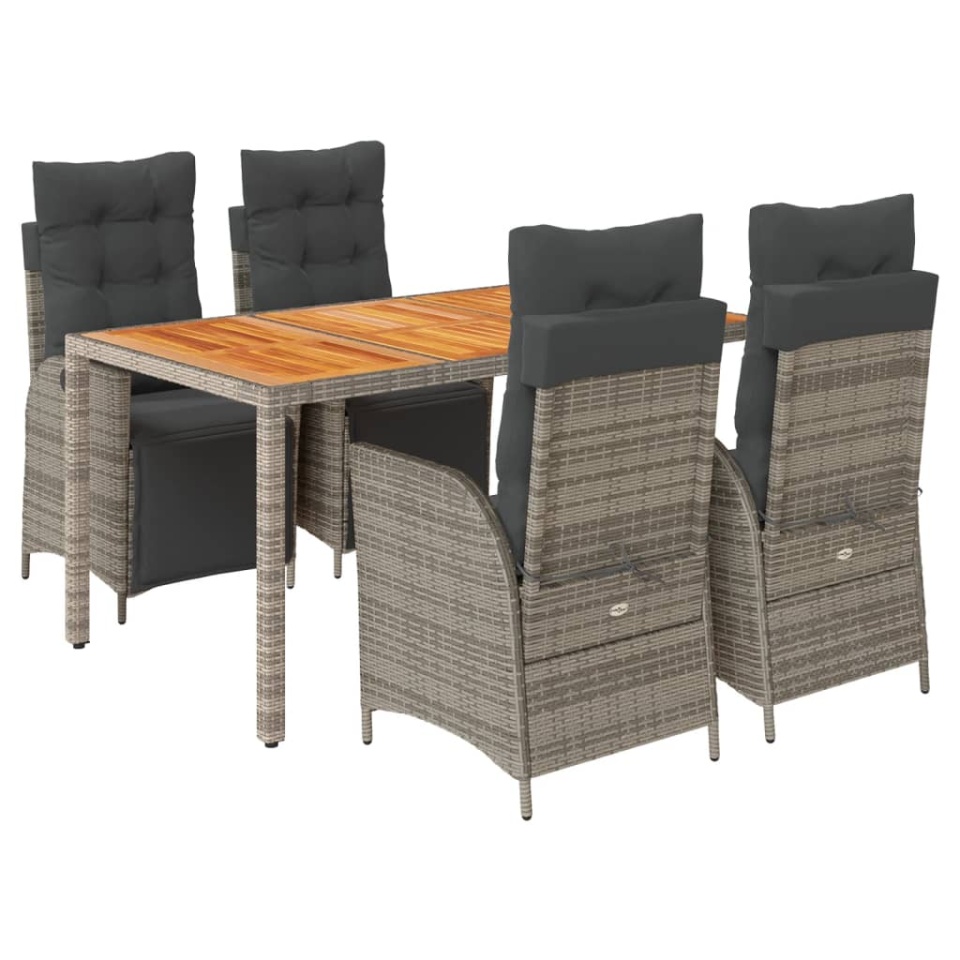 Set mobilier de grădină cu perne, 5 piese, gri, poliratan - 1 | YEO