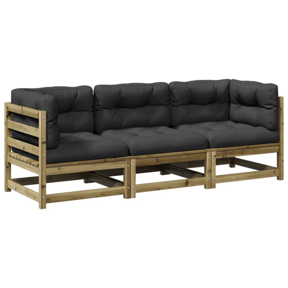 Set mobilier de grădină cu perne, 5 piese, lemn de pin tratat - 1 | YEO