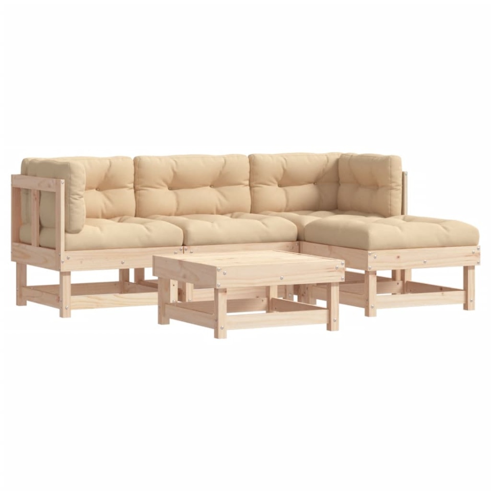Set mobilier de grădină cu perne, 5 piese, lemn masiv - 1 | YEO