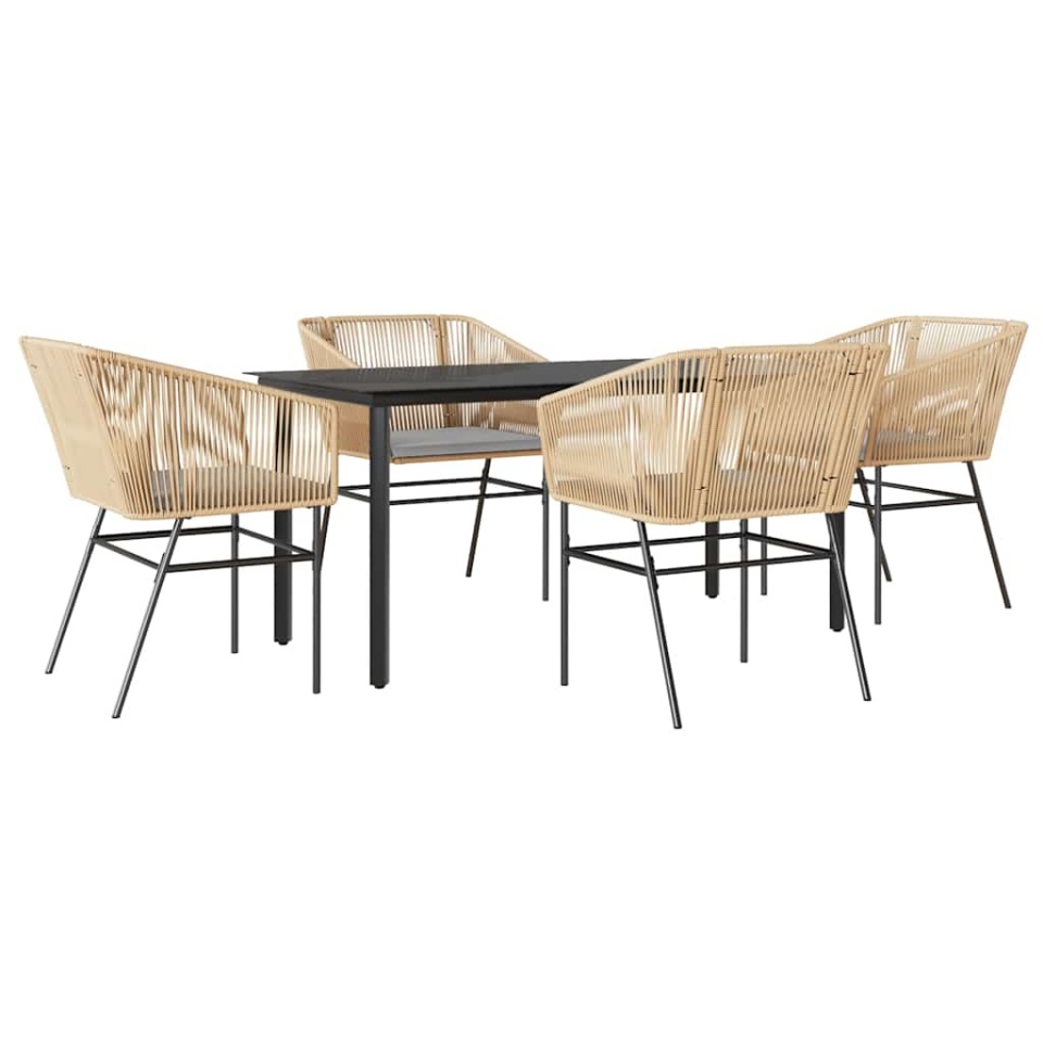 Set mobilier de grădină cu perne 5 piese maro sticlă polirattan - 1 | YEO